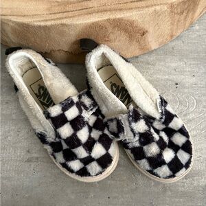 Vans Checkered Fuzzy Slip-On Shoes Velcro toddler size 6